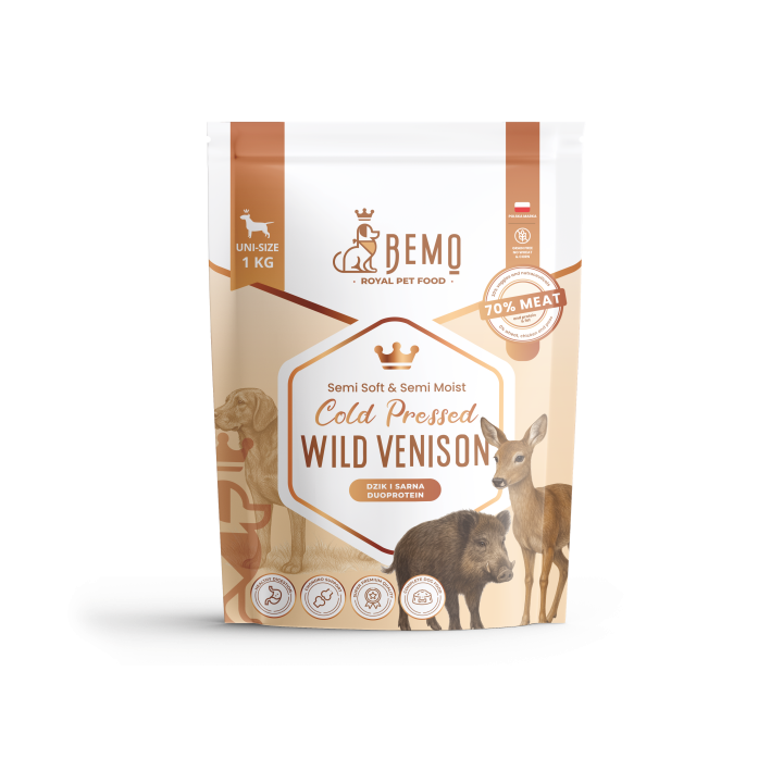 Bemo Cold Pressed Wild Venison - kaltgepresstes Hundefutter mit Wild (Hirsch) und Reh