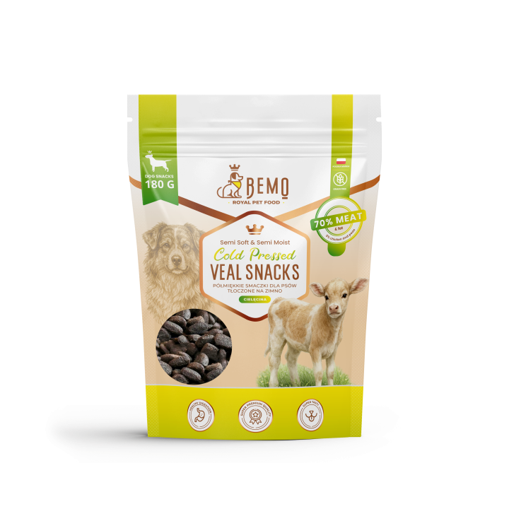 Bemo Cold Pressed Veal Snacks - halbfeuchte Leckerlis mit Kalbfleisch, kaltgepresst für Hunde