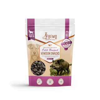 Bemo Cold Pressed Venison Snacks - halbfeuchte Leckerlis mit Wild, kaltgepresst für Hunde