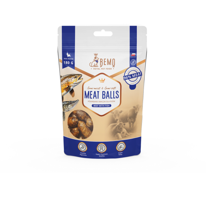 Meat Balls Beef with fish - halbfeuchte Leckerlis für Hunde mit Fisch