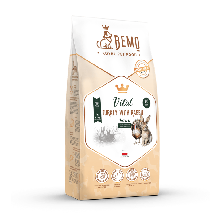 Bemo Vital - das Immunsystem stärkendes Trockenfutter für Hunde mit Truthahn und Kaninchen