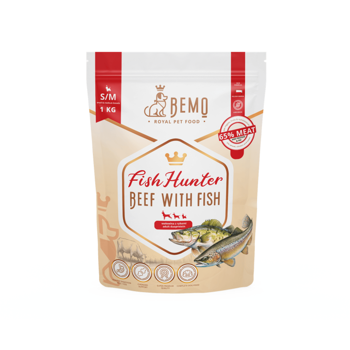 Bemo Fish Hunter - Trockenfutter für erwachsene Hunde mit Rind und Fisch