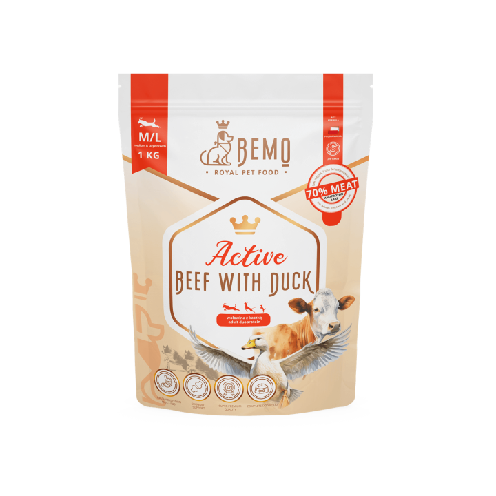 Bemo Active - Trockenfutter für aktive Hunde mit Rind und Ente