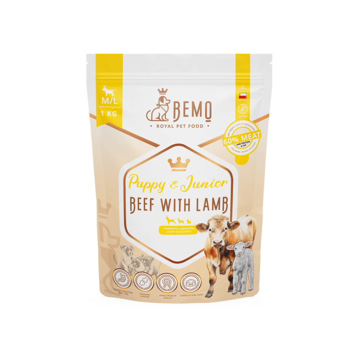 Bemo Puppy & Junior - Trockenfutter für Welpen mit Rind und Lamm