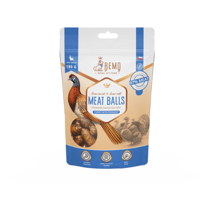 Meat Balls Turkey with pheasant - halbfeuchte Leckerlis für Hunde mit Truthahn und Fasan