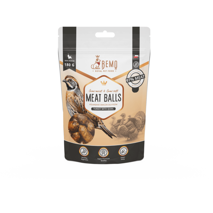 Meat Balls Turkey with quail - halbfeuchte Leckerlis für Hunde mit Wachtel