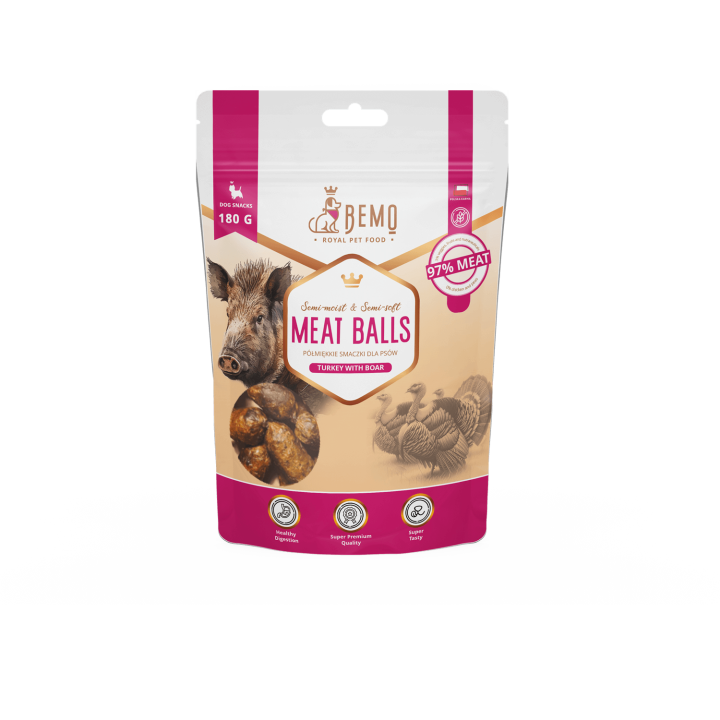 Meat Balls Turkey with boar - halbfeuchte Leckerlis für Hunde mit Wildschwein