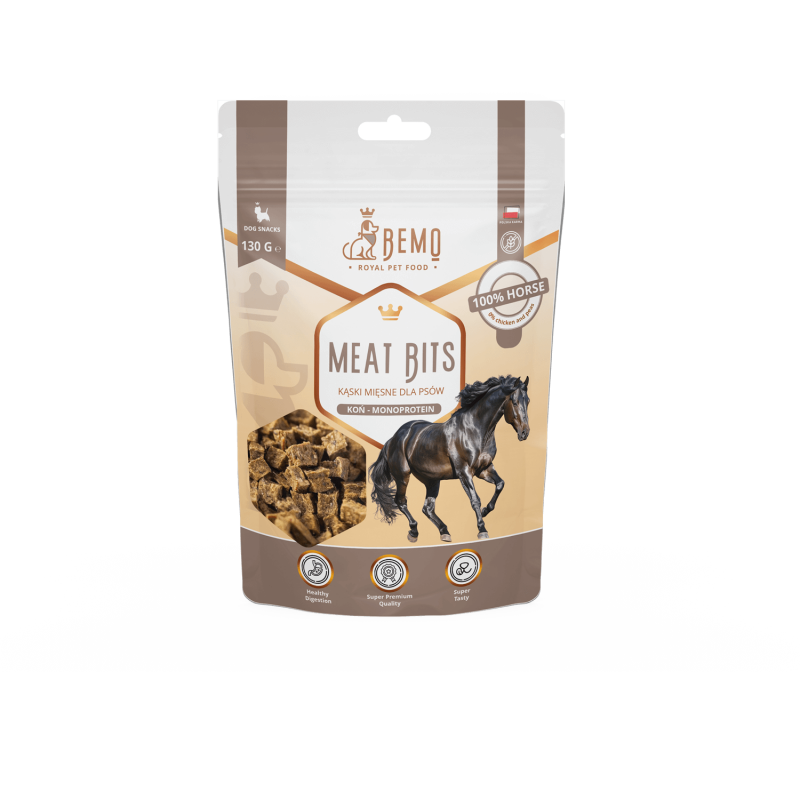 Meat Bits Horse - hypoallergene, halbfeuchte Leckerlis für Hunde mit Pferdefleisch
