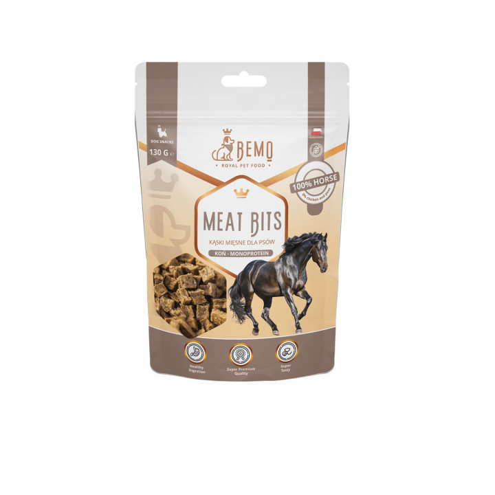 Meat Bits Horse - hypoallergene, halbfeuchte Leckerlis für Hunde mit Pferdefleisch