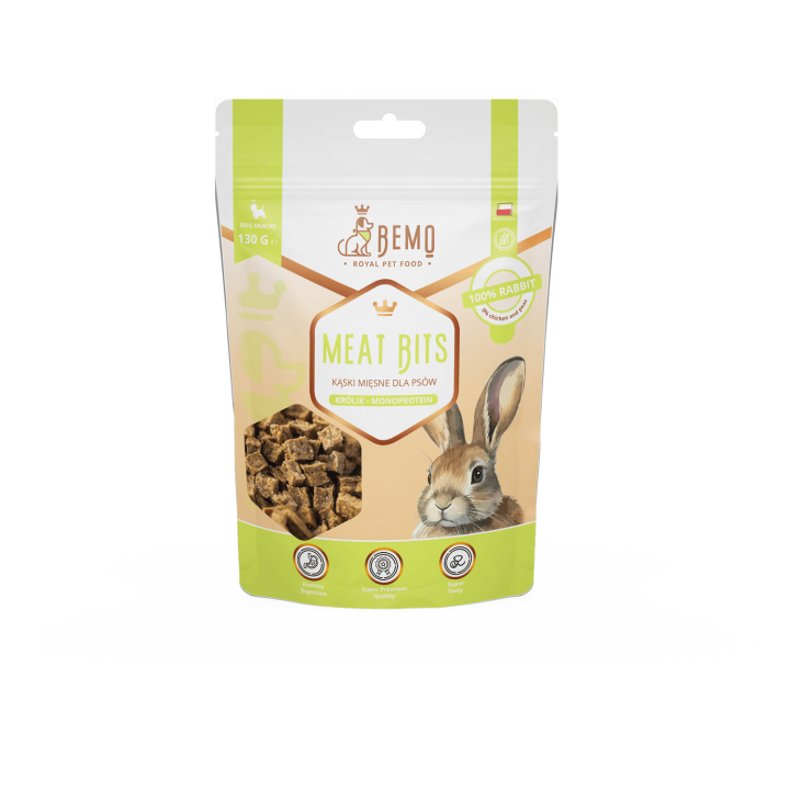 Meat Bits Rabbit - hypoallergene, halbfeuchte Leckerlis für Hunde mit Kaninchen