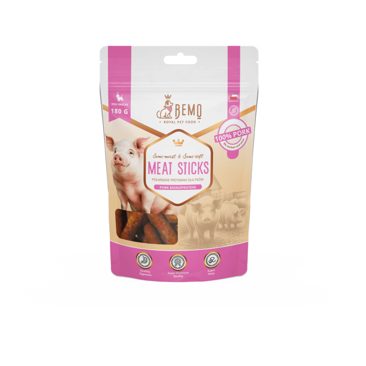 Meat Sticks Pork - hypoallergene, halbfeuchte Leckerlis für Hunde mit Schweinefleisch