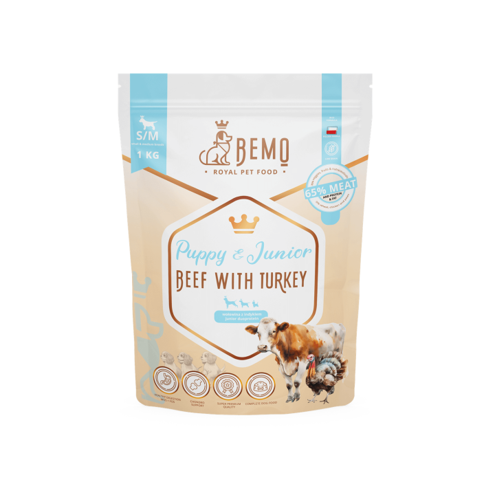 Bemo Puppy & Junior - Futter für Welpen und Junghunde mit Rindfleisch und Pute