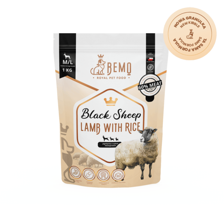 Bemo Black Sheep - monoproteinane Trockenfutter für ausgewachsene Hunde mit Lammfleisch