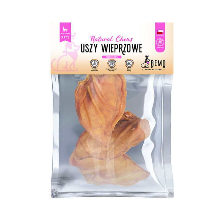 Bemo Pork Ears - getrocknete Schweineohren - natürlicher Kauartikel für Hunde