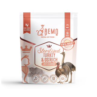 Bemo Cat Sterilised Turkey & Ostrich – Trockenfutter für steriliserte Katzen mit Truthahn und Strauß